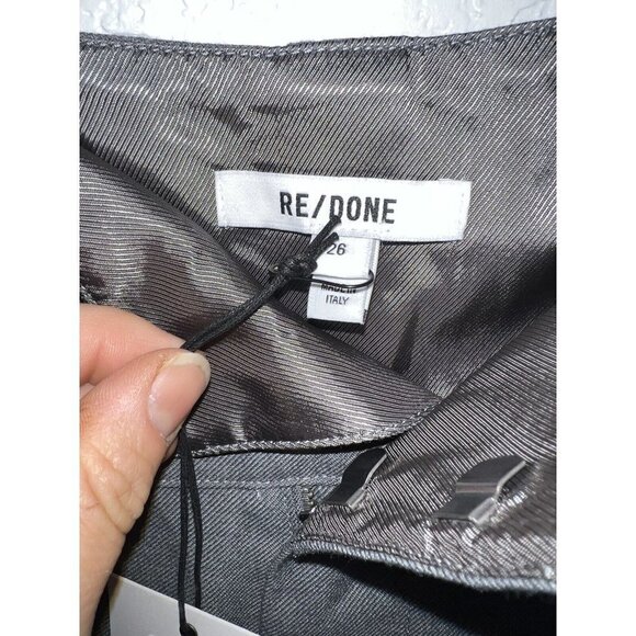 RE/DONE 50’s Straight Leg Grey Trouser Pant Size 26 Made Italy New NWTS Cuffed G - Picture 9 of 13
